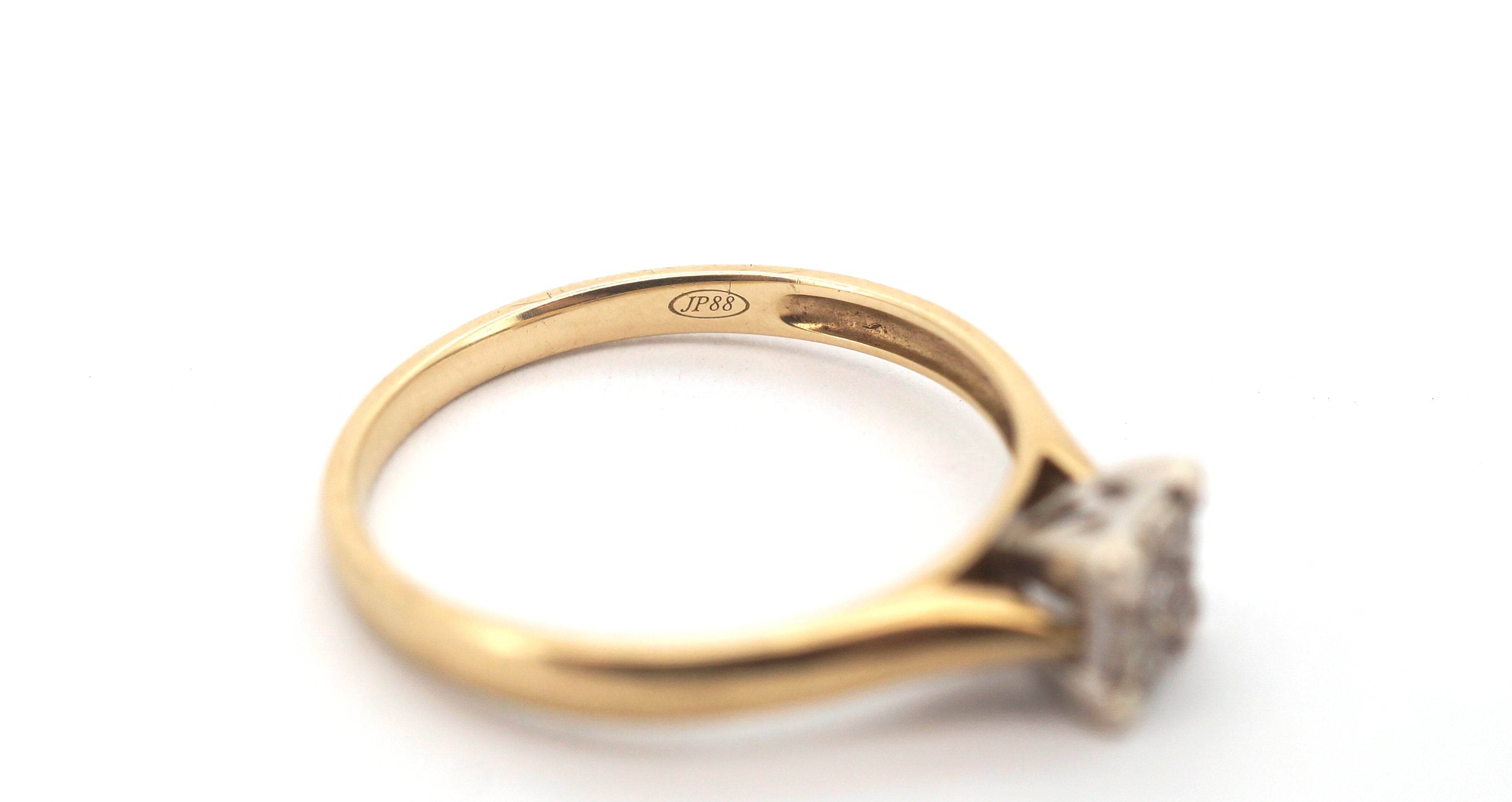 Unisex 9ct Yellow & White Gold Diamond Engagement Ring (Size O) - 507633