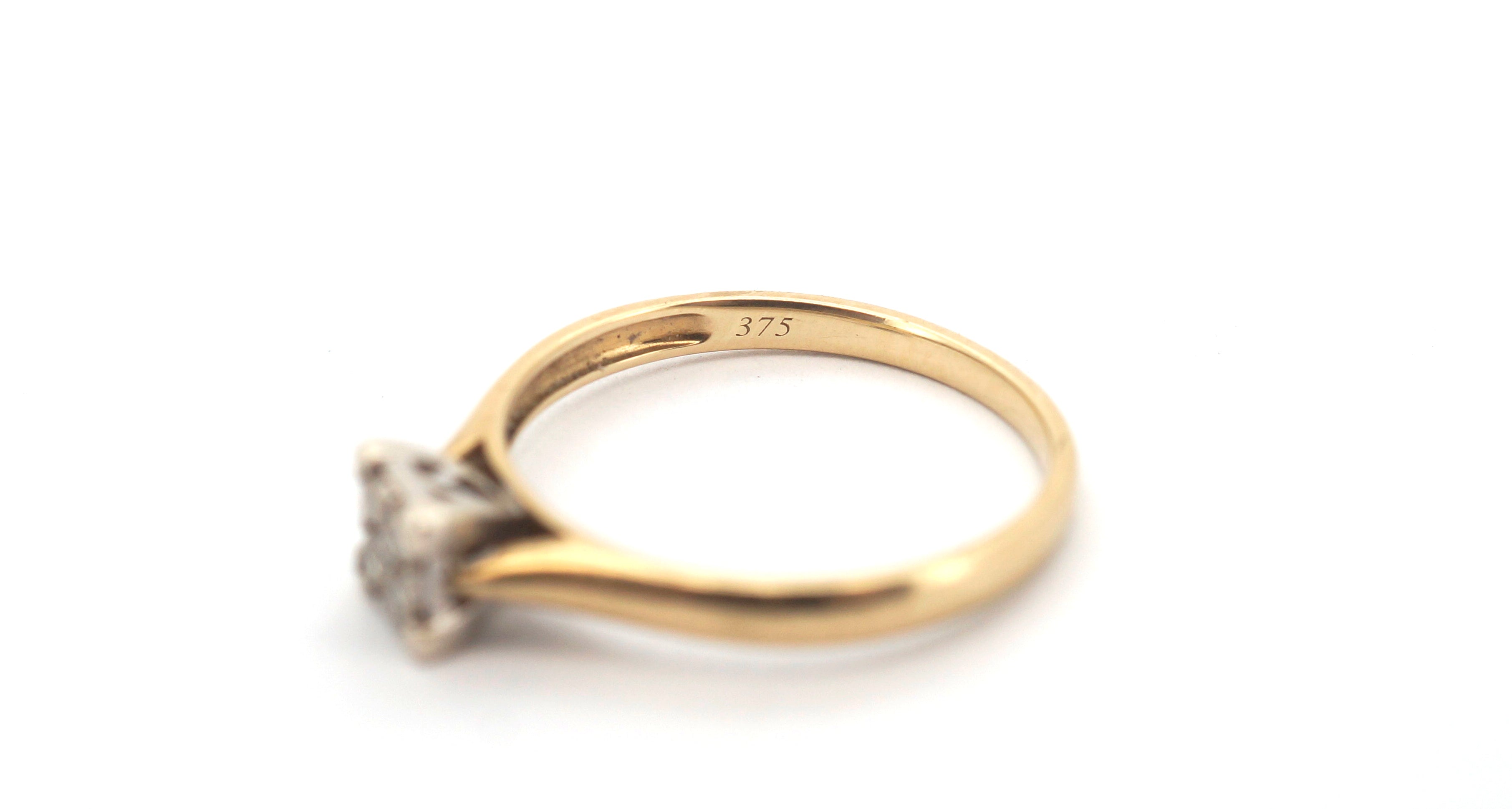 Unisex 9ct Yellow & White Gold Diamond Engagement Ring (Size O) - 507633
