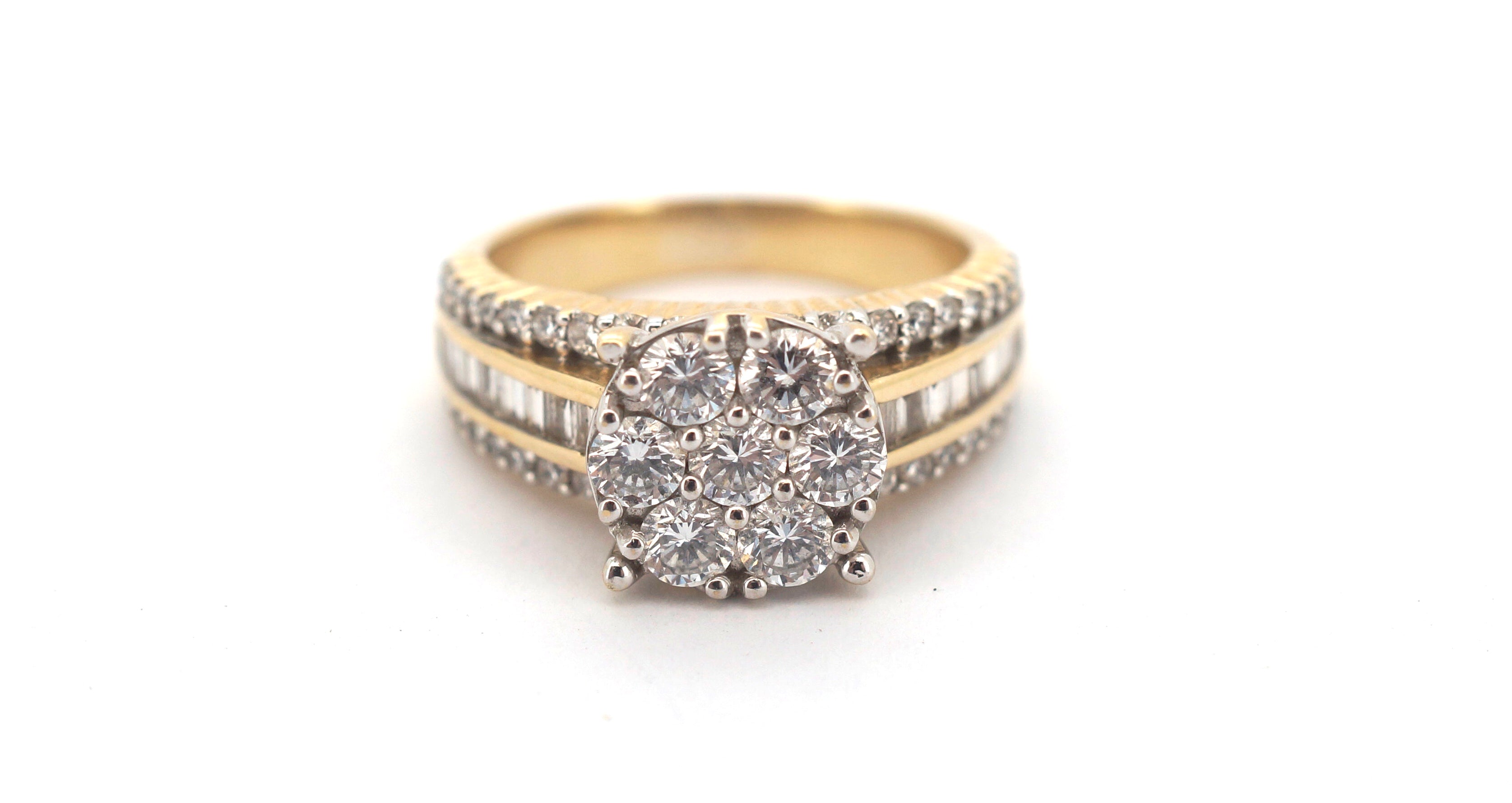 Ladies 9ct Yellow Gold 69 Synthetic Diamond Ring (Size K 1/2) - 508371