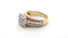 Ladies 9ct Yellow Gold 69 Synthetic Diamond Ring (Size K 1/2) - 508371