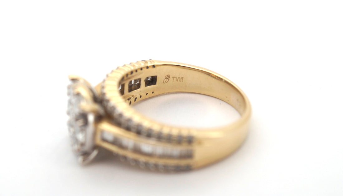 Ladies 9ct Yellow Gold 69 Synthetic Diamond Ring (Size K 1/2) - 508371