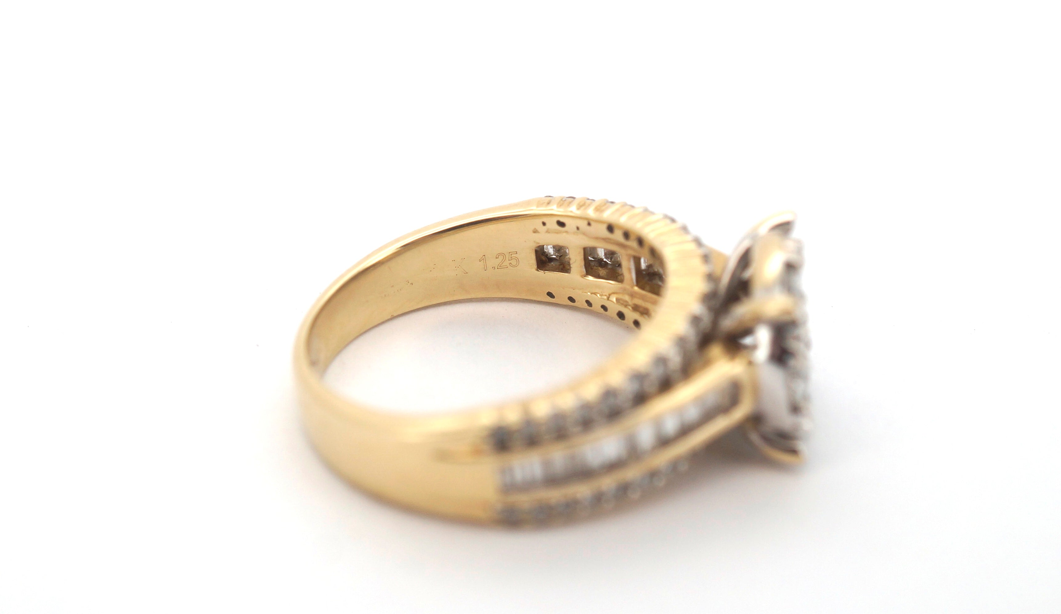 Ladies 9ct Yellow Gold 69 Synthetic Diamond Ring (Size K 1/2) - 508371
