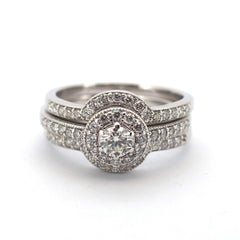 18ct White Gold Diamond Engagement Ring Set (Size P 1/2) - 505527