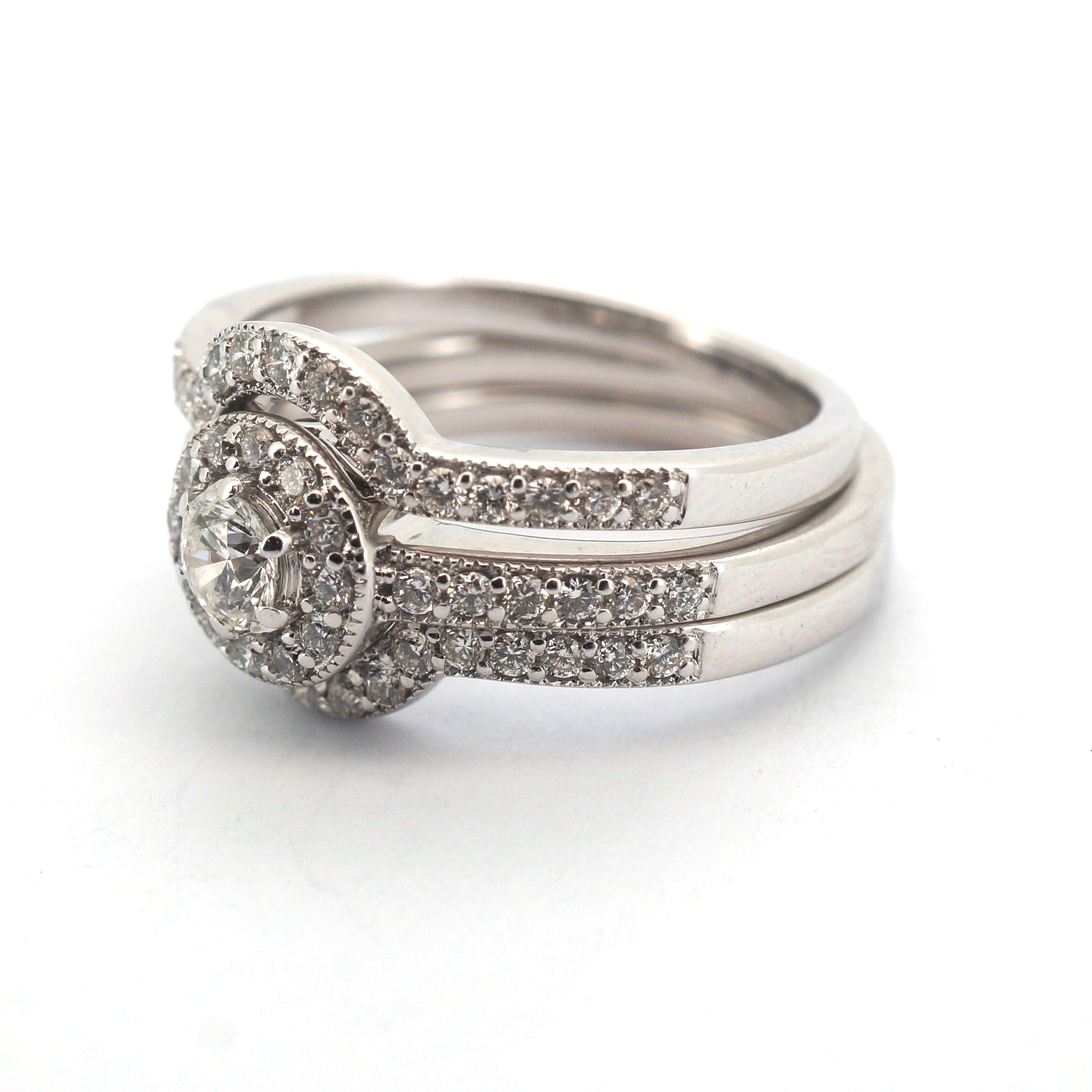 18ct White Gold Diamond Engagement Ring Set (Size P 1/2) - 505527