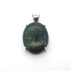 Cabachon Cut Treated Matrix Opal & 18ct White Gold Pendant - 506277
