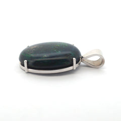 Cabachon Cut Treated Matrix Opal & 18ct White Gold Pendant - 506277