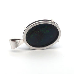 Cabachon Cut Treated Matrix Opal & 18ct White Gold Pendant - 506277