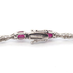 Ladies 925 Silver Synthetic Ruby Bracelet (19cm) - 506113