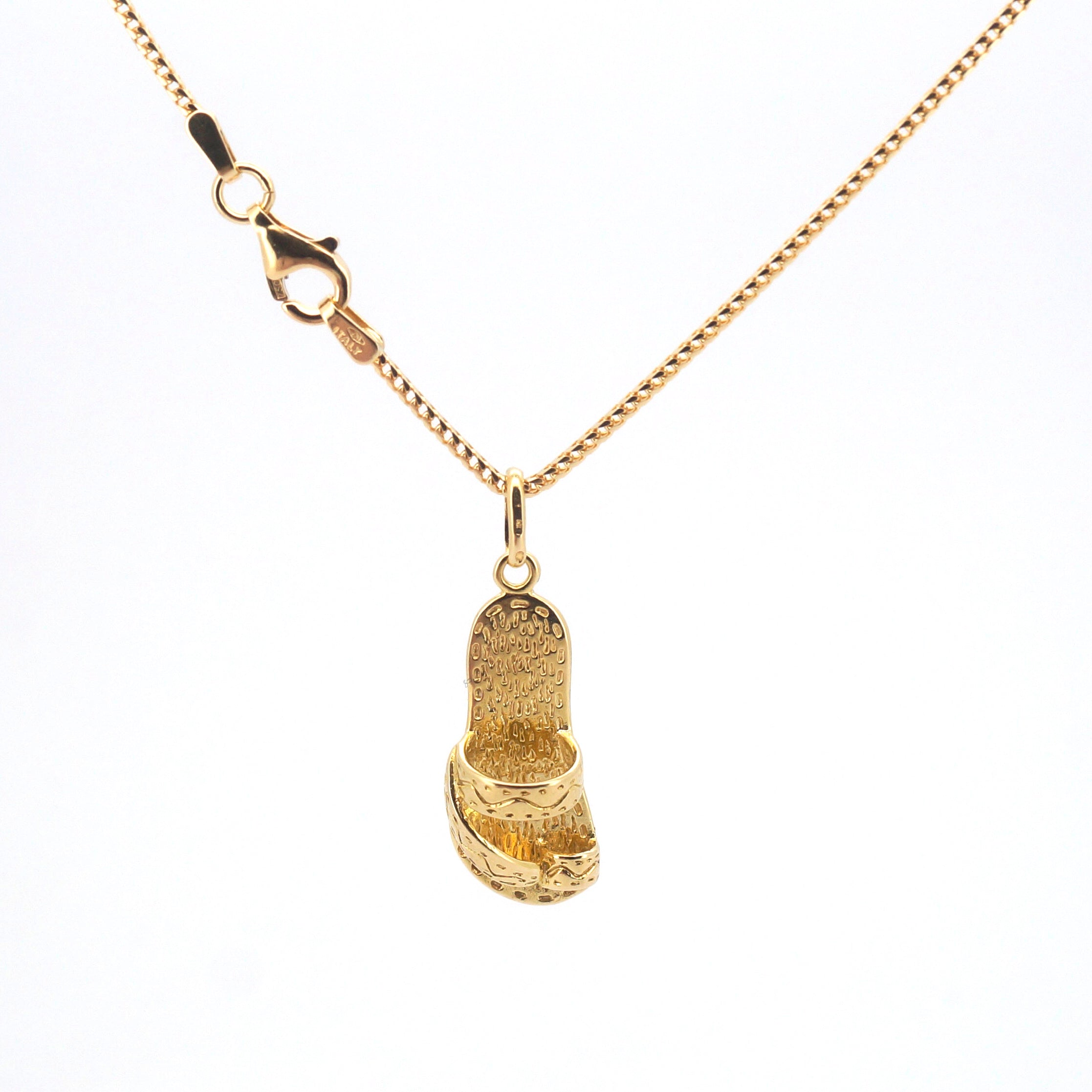 18ct Yellow Gold Box Snake Link Necklace & 18ct Thong (Australian) Themed Pendant - 507476