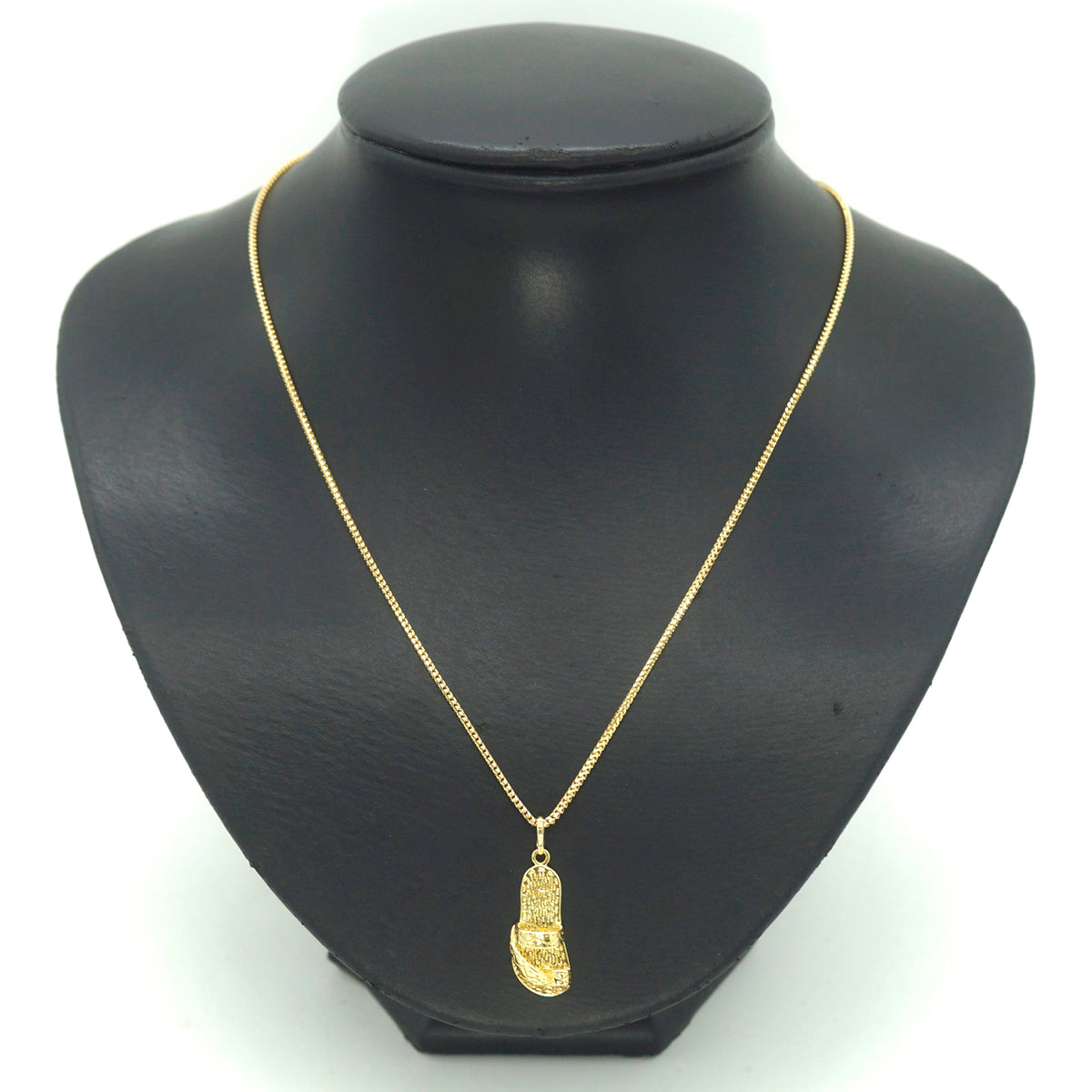 18ct Yellow Gold Box Snake Link Necklace & 18ct Thong (Australian) Themed Pendant - 507476