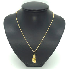 18ct Yellow Gold Box Snake Link Necklace & 18ct Thong (Australian) Themed Pendant - 507476
