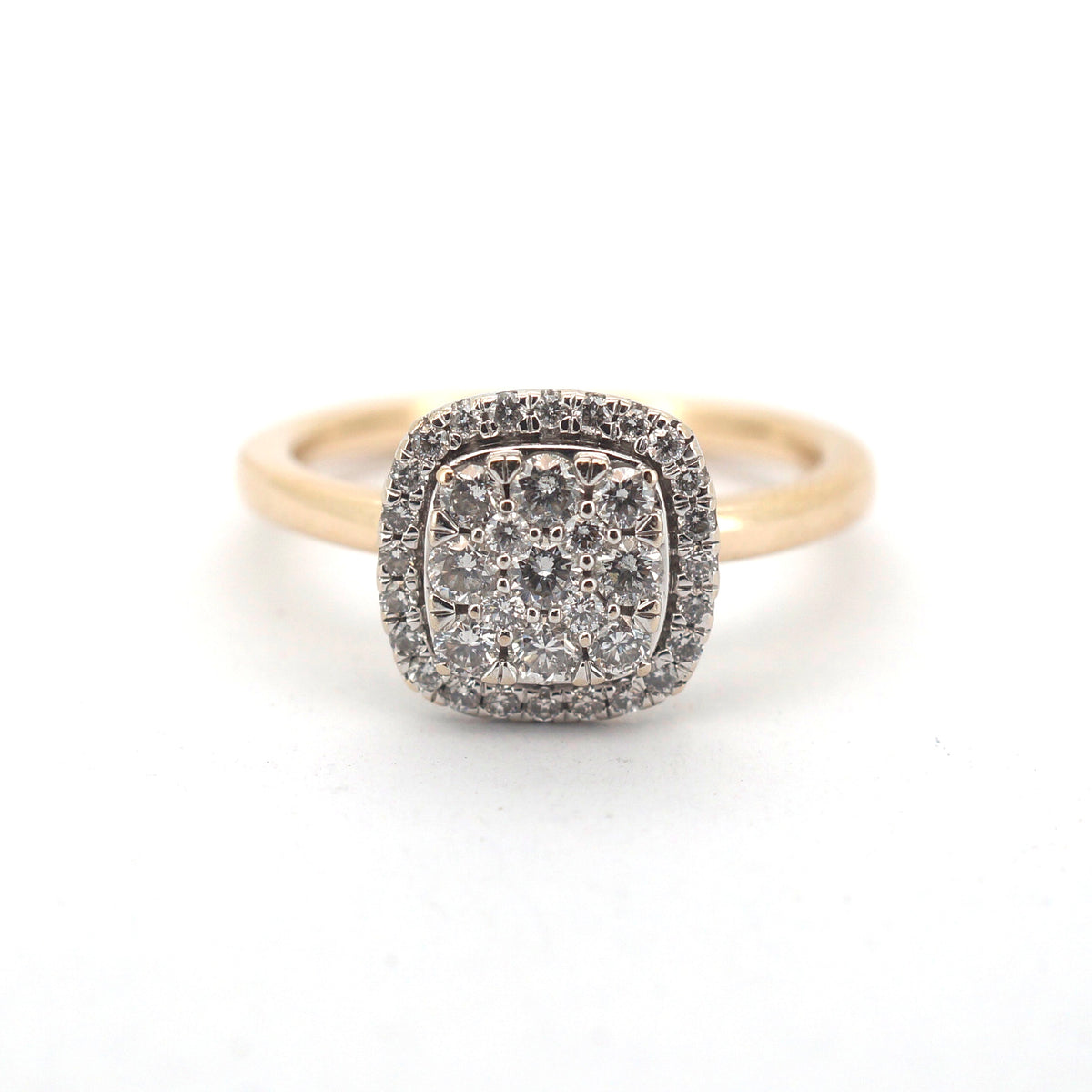 Ladies 14ct Yellow & White Gold Cluster Set Diamond Ring (Size N 1/2) - 508073