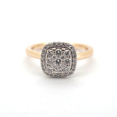 Ladies 14ct Yellow & White Gold Cluster Set Diamond Ring (Size N 1/2) - 508073