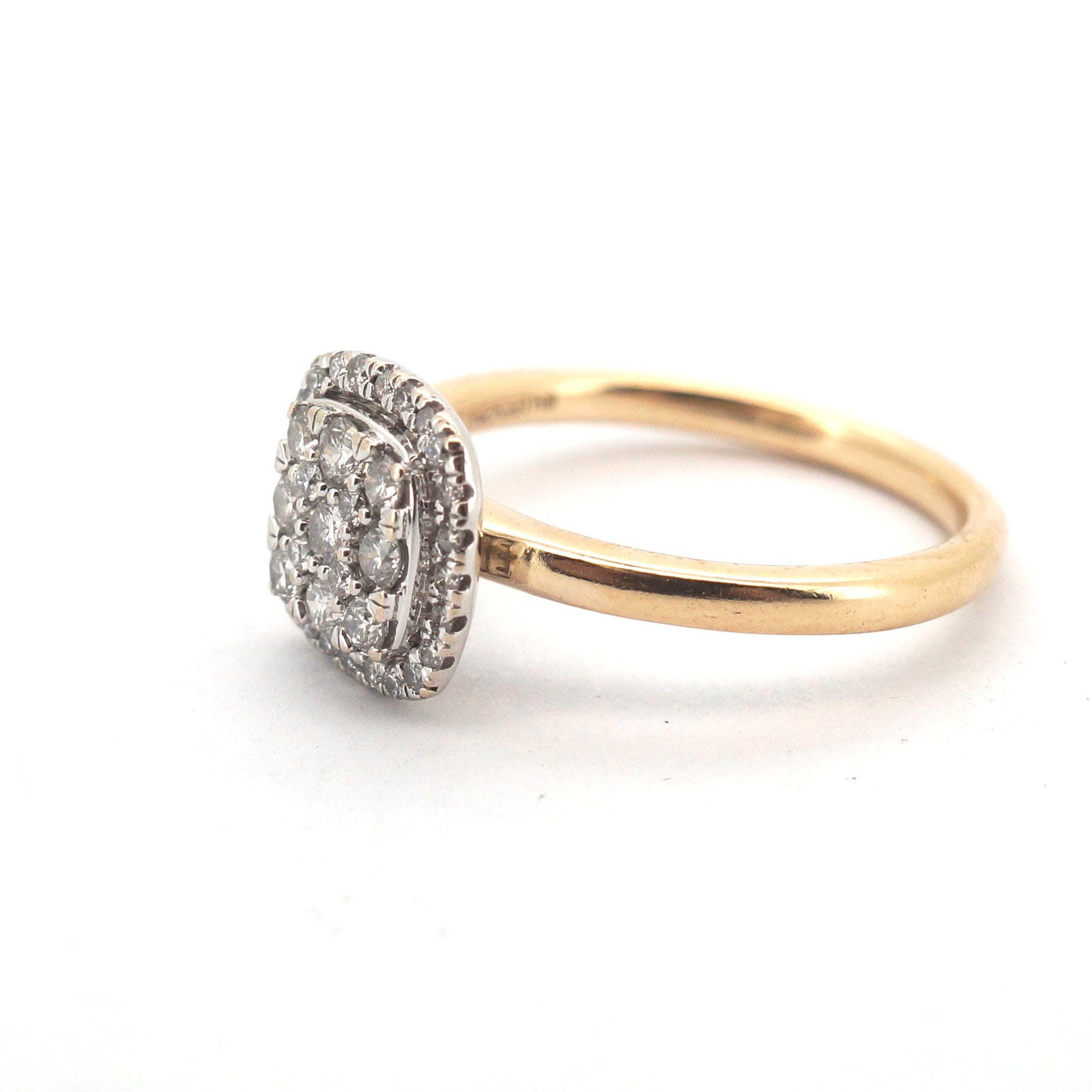 Ladies 14ct Yellow & White Gold Cluster Set Diamond Ring (Size N 1/2) - 508073