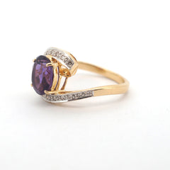 Ladies 18ct Yellow & White Gold Amethyst & Diamond Ring (Size N) - 507311