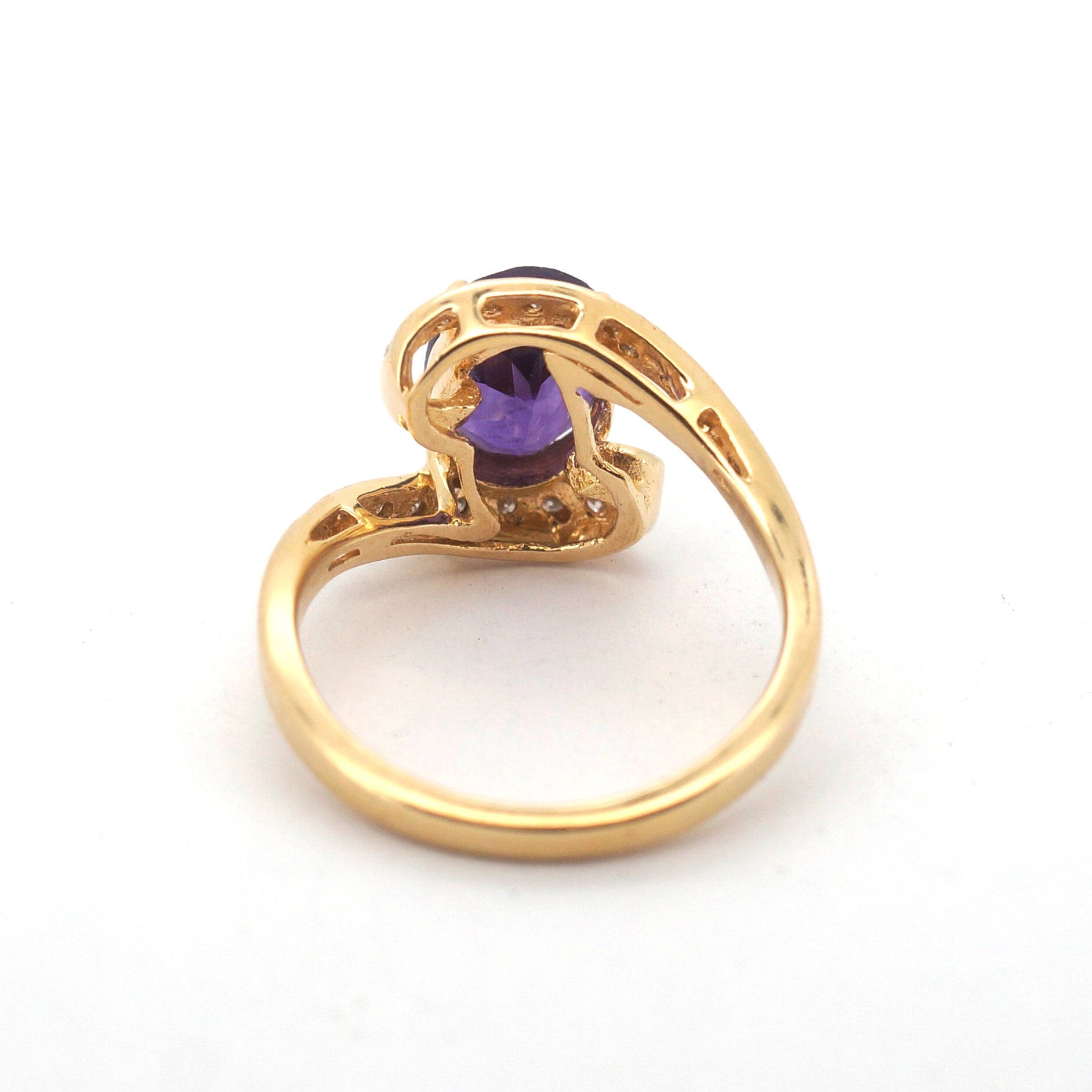 Ladies 18ct Yellow & White Gold Amethyst & Diamond Ring (Size N) - 507311