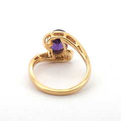 Ladies 18ct Yellow & White Gold Amethyst & Diamond Ring (Size N) - 507311