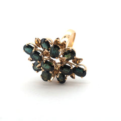 Unisex 9ct/18ct Floral Tiered Sapphire Dress Ring (Size P) - 508805
