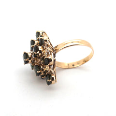 Unisex 9ct/18ct Floral Tiered Sapphire Dress Ring (Size P) - 508805