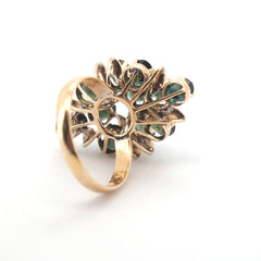 Unisex 9ct/18ct Floral Tiered Sapphire Dress Ring (Size P) - 508805