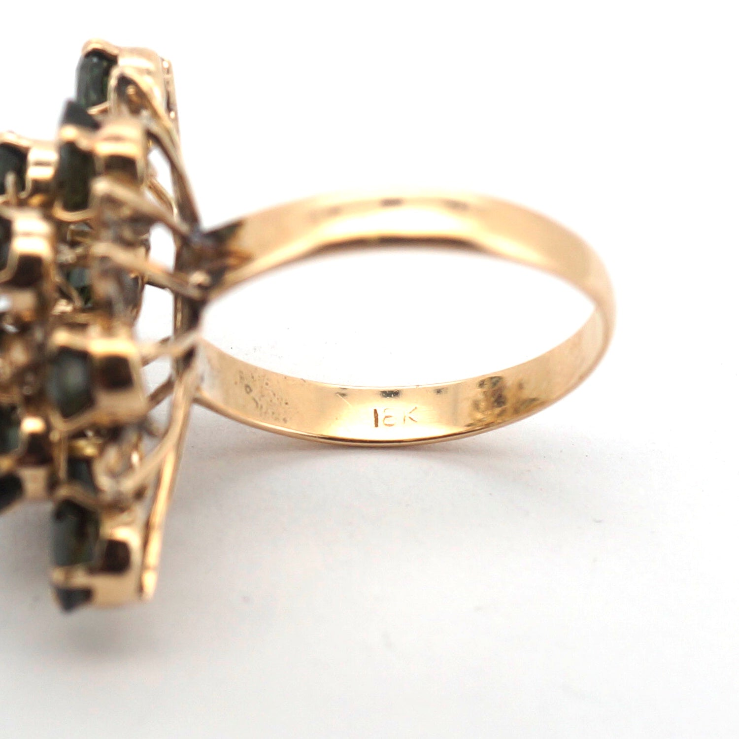 Unisex 9ct/18ct Floral Tiered Sapphire Dress Ring (Size P) - 508805