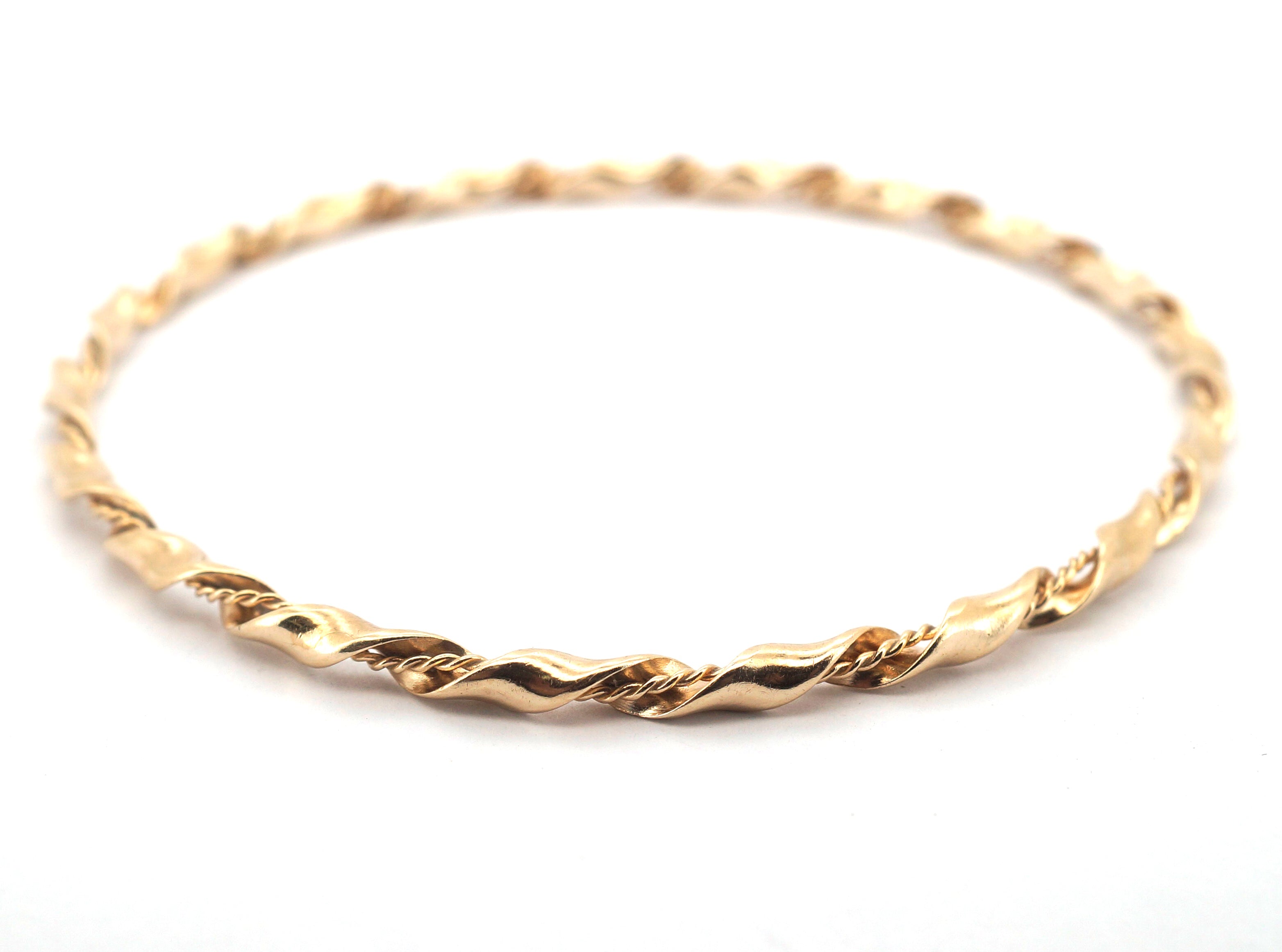 Unisex 9ct Yellow Gold Spiral & Chain Bangle - 509270