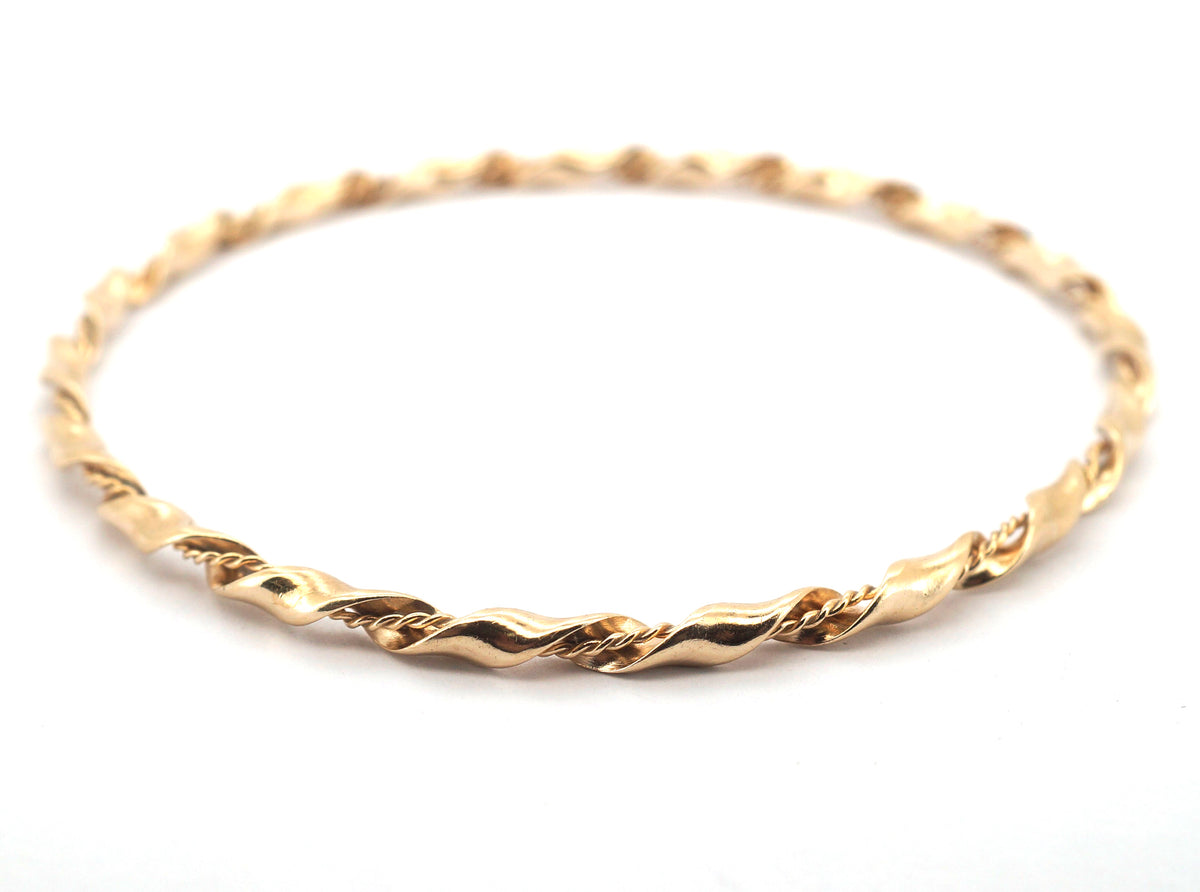 Unisex 9ct Yellow Gold Spiral & Chain Bangle - 509270