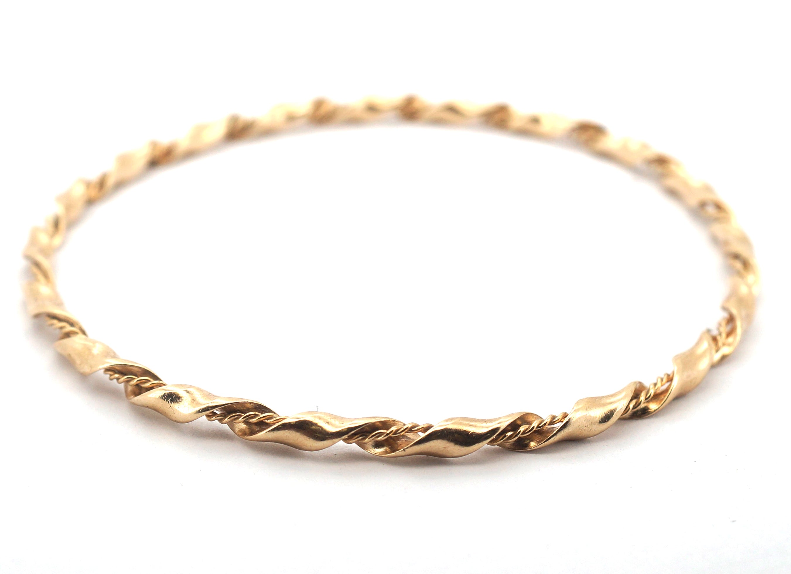 Unisex 9ct Yellow Gold Spiral & Chain Bangle - 509270