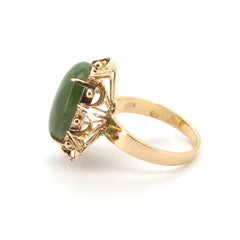 Unisex 14ct Yellow Gold Nephrite Jade Dress Ring (Size P) - 508840