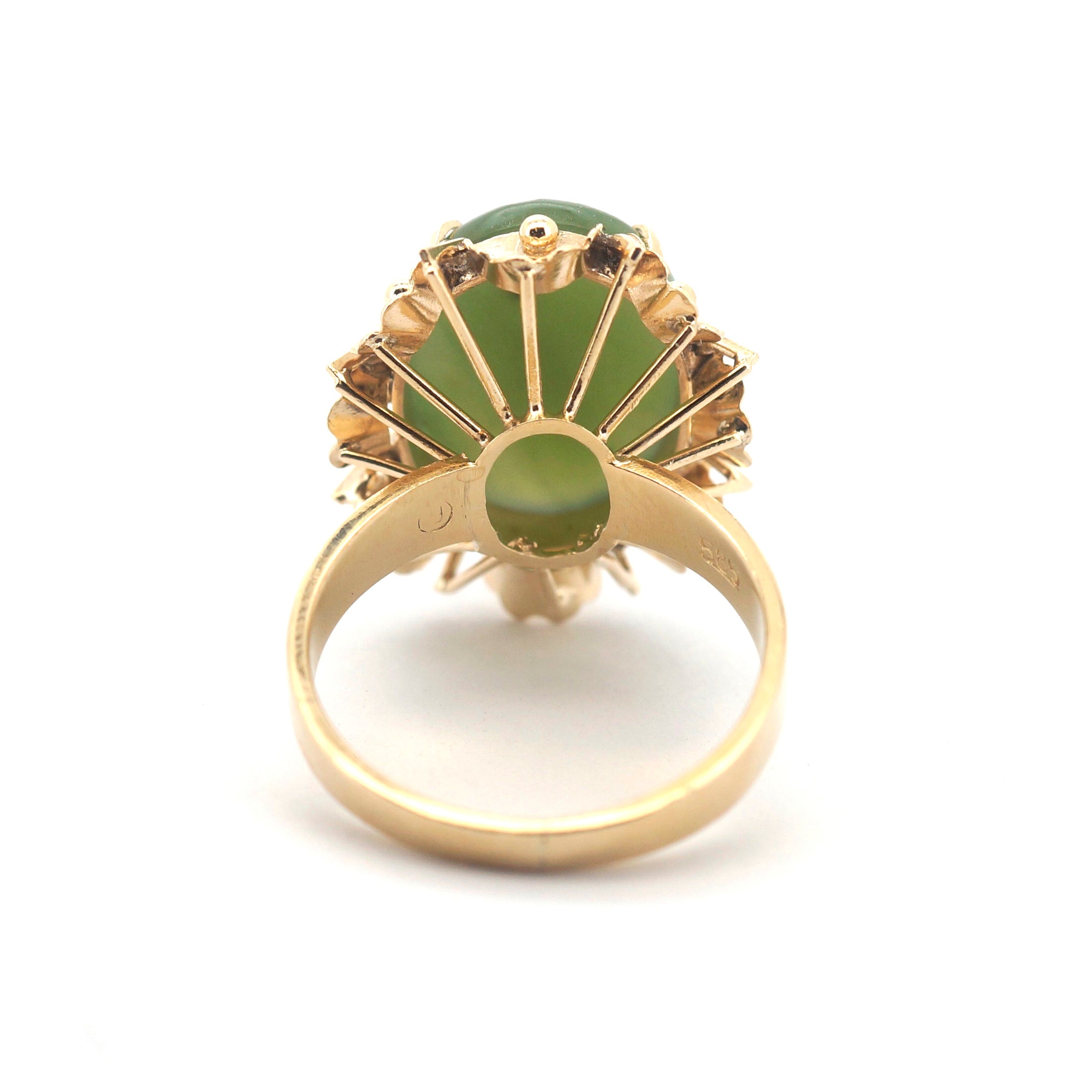 Unisex 14ct Yellow Gold Nephrite Jade Dress Ring (Size P) - 508840