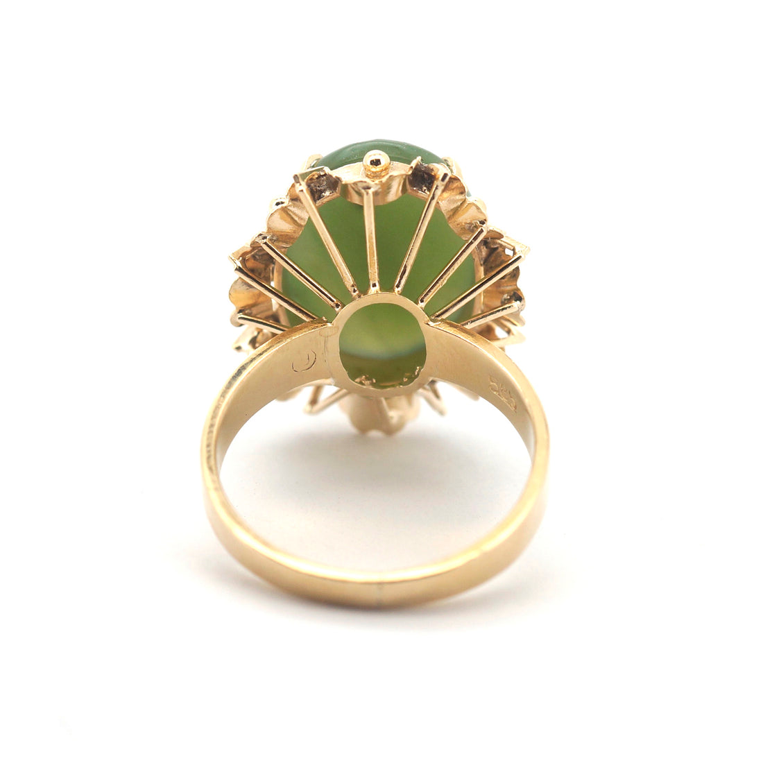 Unisex 14ct Yellow Gold Nephrite Jade Dress Ring (Size P) - 508840