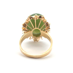 Unisex 14ct Yellow Gold Nephrite Jade Dress Ring (Size P) - 508840
