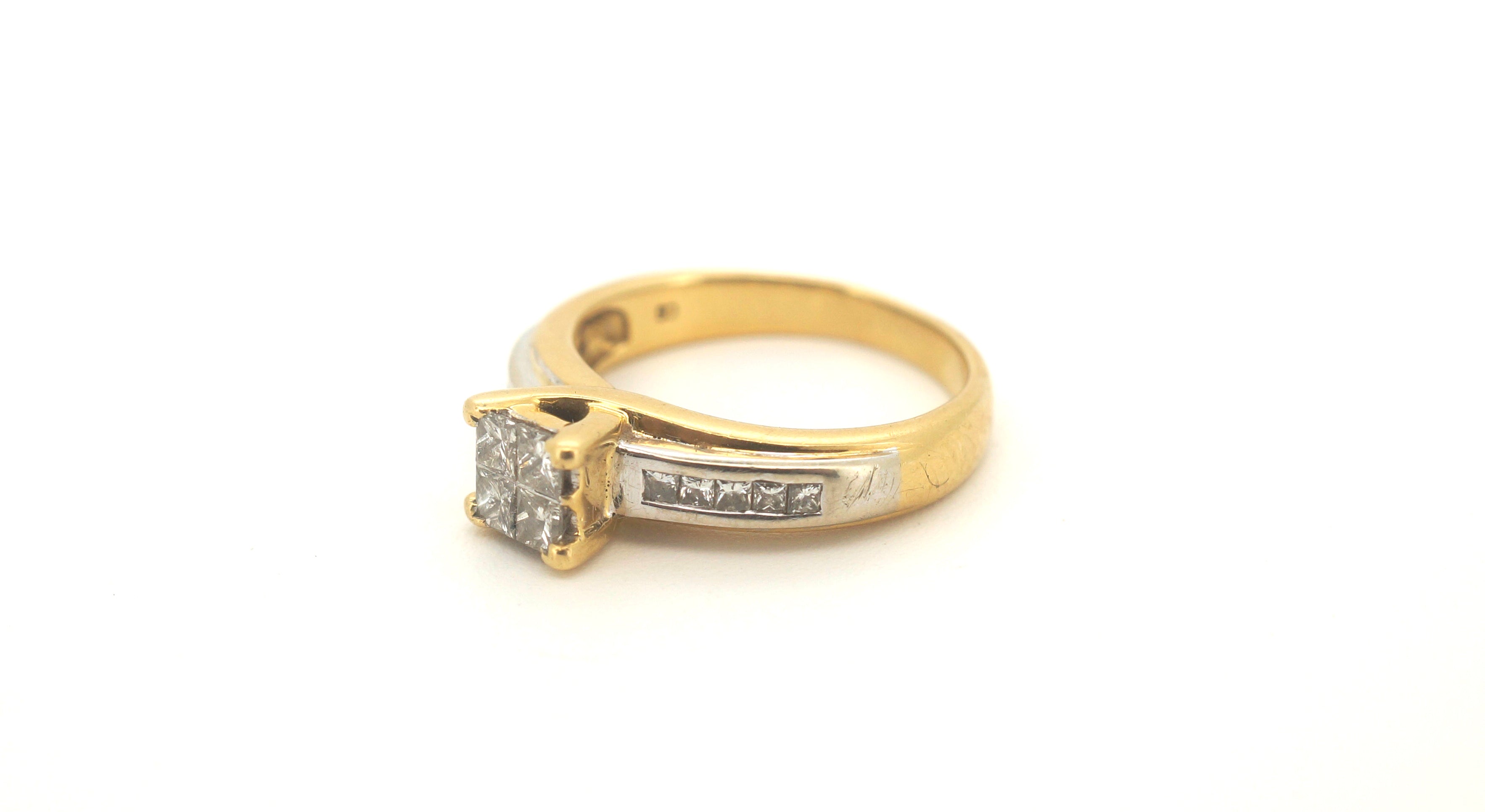 18ct Yellow & White Gold Diamond Engagement Ring (Size K) - 28547