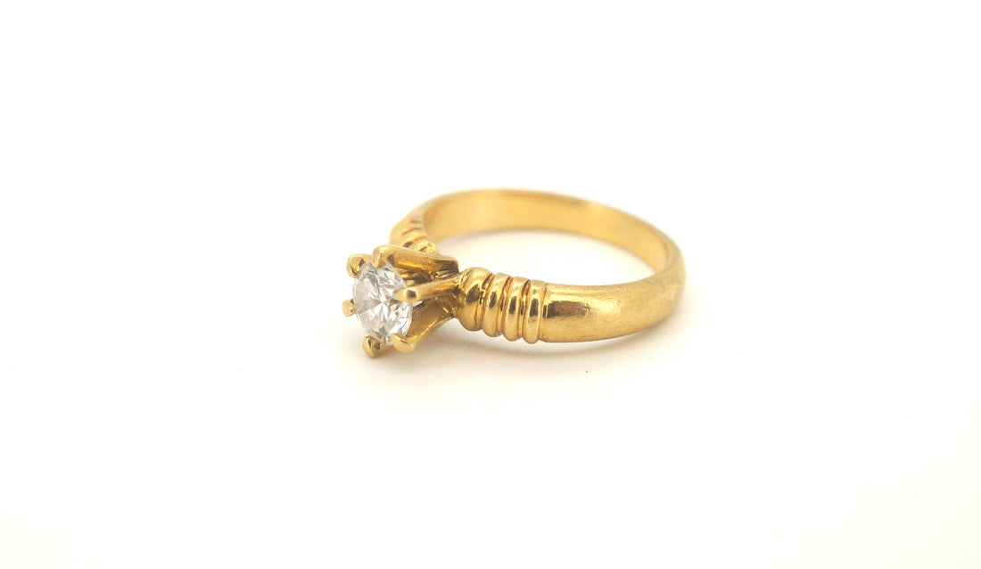 18ct Yellow Gold Solitaire Diamond Engagement Ring (Size L 1/2) - 238759