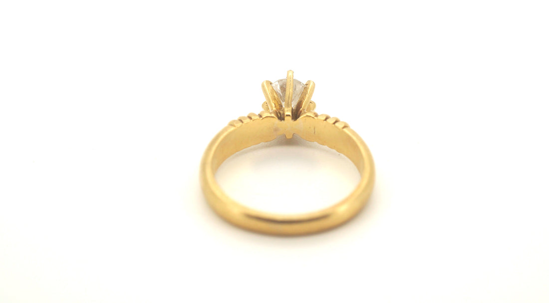 18ct Yellow Gold Solitaire Diamond Engagement Ring (Size L 1/2) - 238759