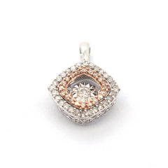 9ct White & Rose Gold 49 Clear Stone Pendant - 507882