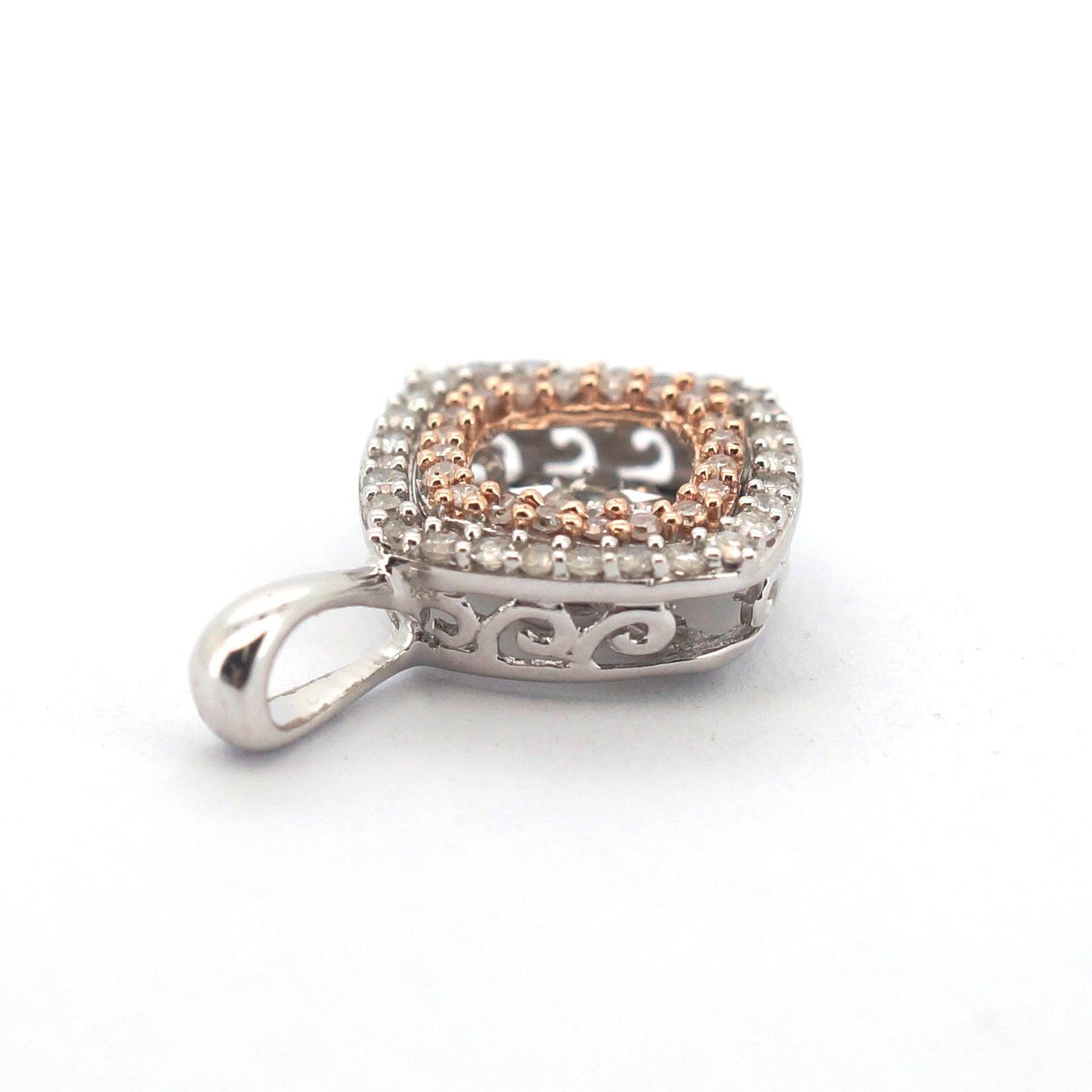 9ct White & Rose Gold 49 Clear Stone Pendant - 507882