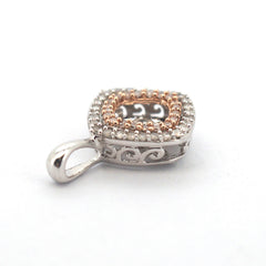 9ct White & Rose Gold 49 Clear Stone Pendant - 507882