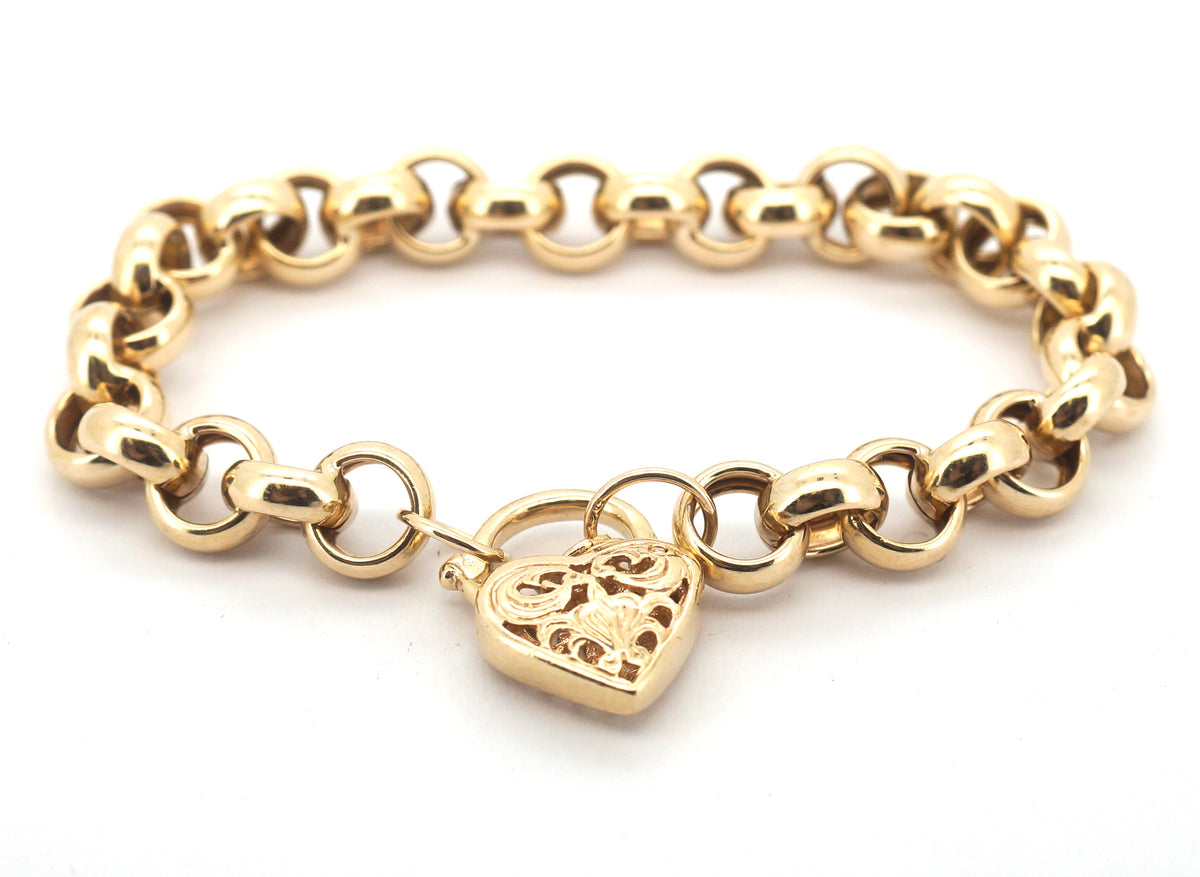 Ladies 9ct Yellow Gold Belcher Link Chain Bracelet (19cm) - 510003