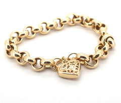 Ladies 9ct Yellow Gold Belcher Link Chain Bracelet (19cm) - 510003