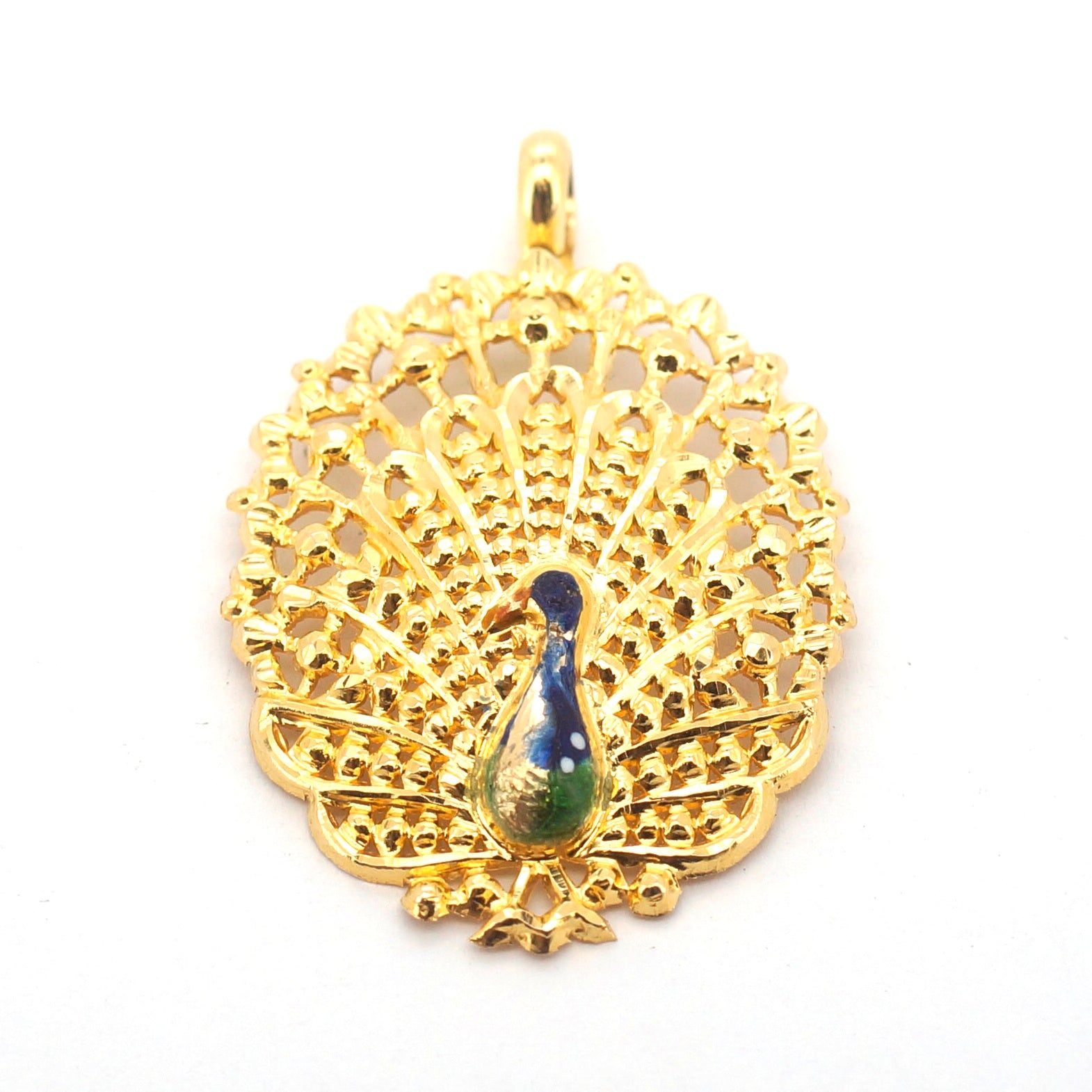 21ct Yellow Gold Peacock Themed Pendant (3.07g) - 509956