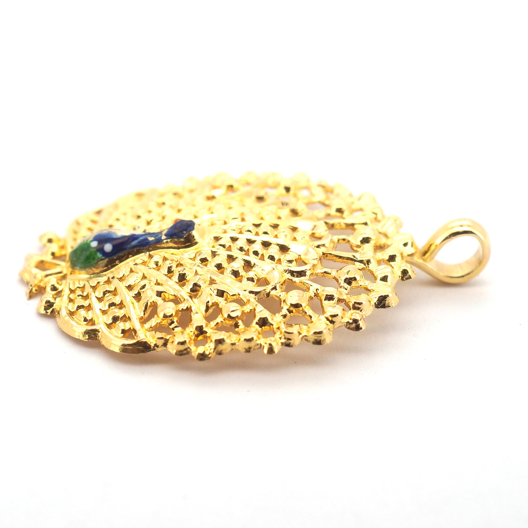 21ct Yellow Gold Peacock Themed Pendant (3.07g) - 509956