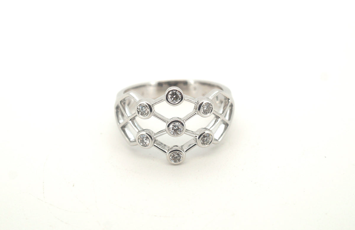 Ladies 18ct White Gold Web Style Ring (Size L) - 500398