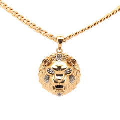 9ct Yellow Gold Lion Themed Pendant & 9ct Curb Link Necklace (56cm) - 510470