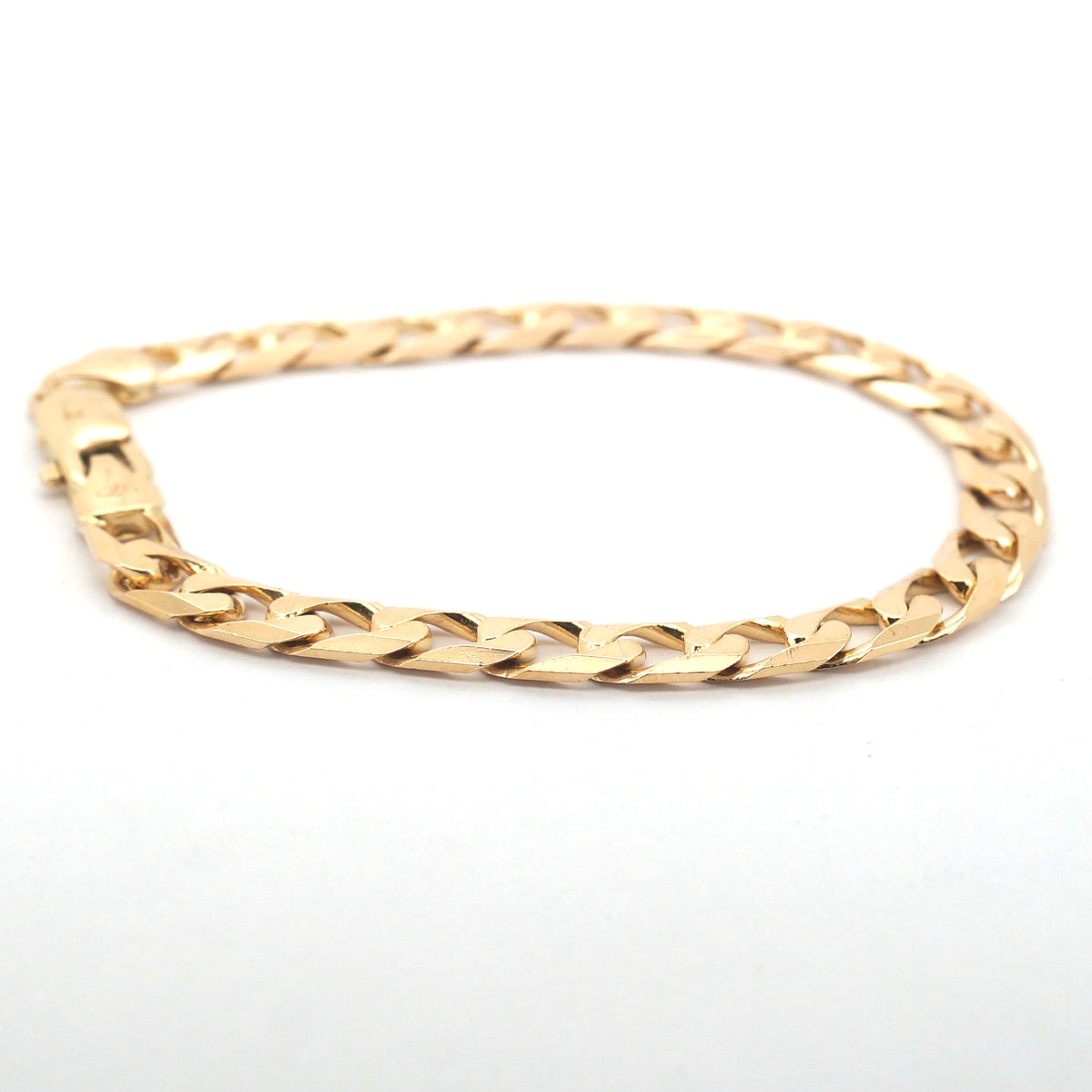Unisex 9ct Yellow Gold Flat Curb Link Chain Bracelet (21cm) - 509227