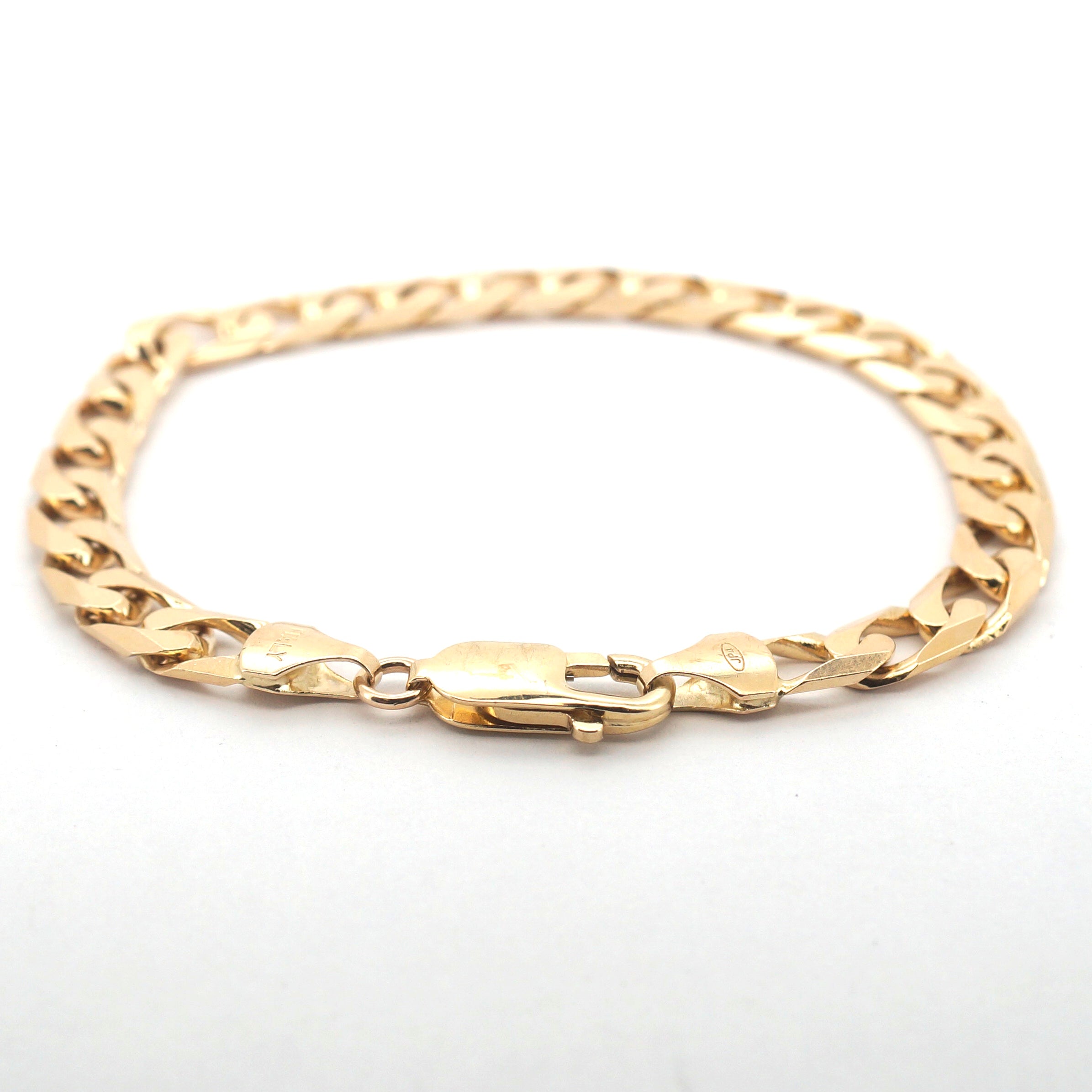 Unisex 9ct Yellow Gold Flat Curb Link Chain Bracelet (21cm) - 509227