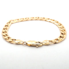 Unisex 9ct Yellow Gold Flat Curb Link Chain Bracelet (21cm) - 509227