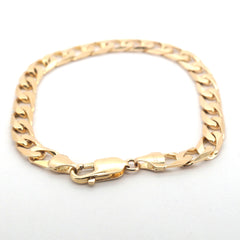 Unisex 9ct Yellow Gold Flat Curb Link Chain Bracelet (21cm) - 509227