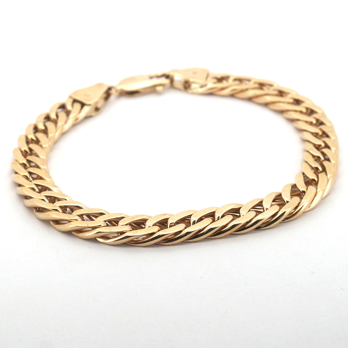 Unisex 9ct Yellow Gold Cuban Link Chain Bracelet (22cm) - 509150