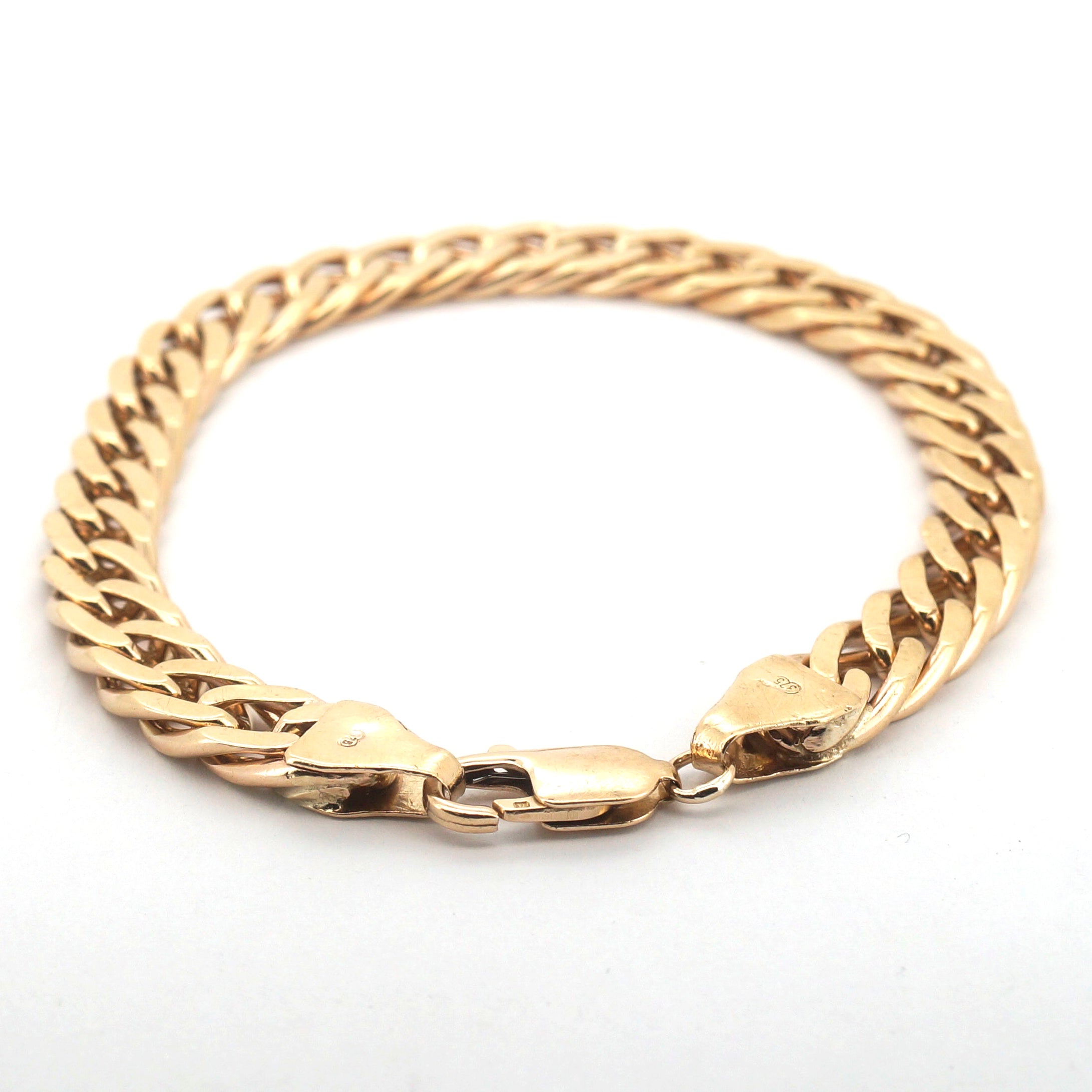 Unisex 9ct Yellow Gold Cuban Link Chain Bracelet (22cm) - 509150